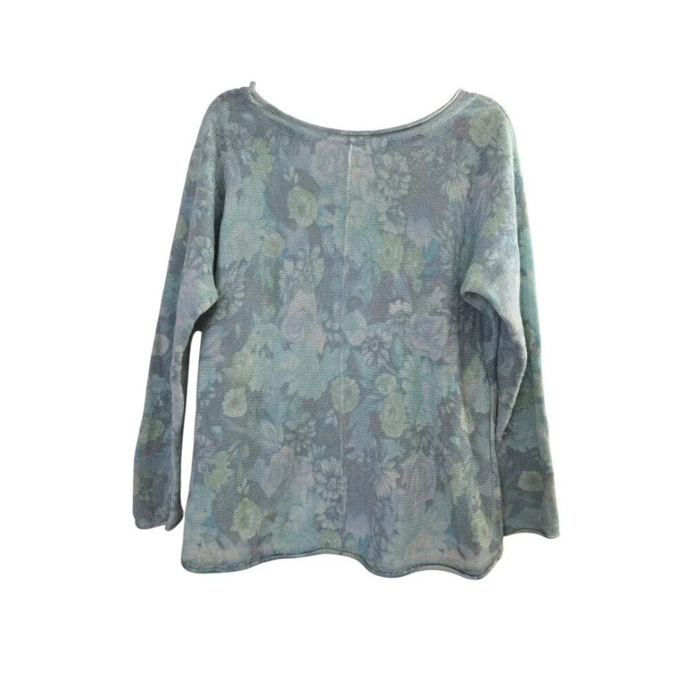 Free People Flower Bomb Angora Wool Slouchy Sweater Top Green Blue Womens Small - Picture 2 of 4